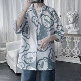 Men's Shirt Short Sleeve Shirt Loose Full Printed Shirt