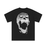 Skull T Shirt Bullet Hole Heavy Metal Letter Skull Loose