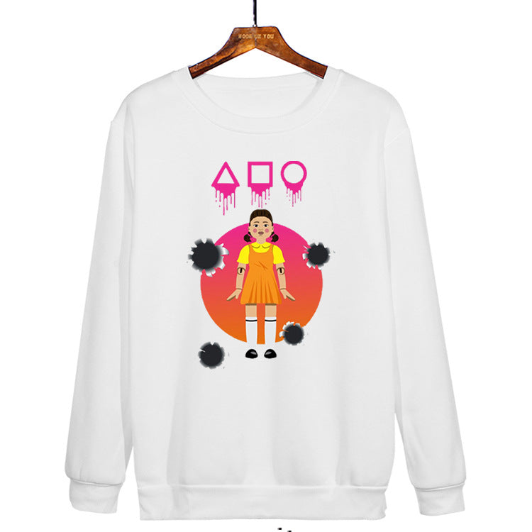 Squid Game Costume Loose Long Sleeve Crew Neck Sweater Women