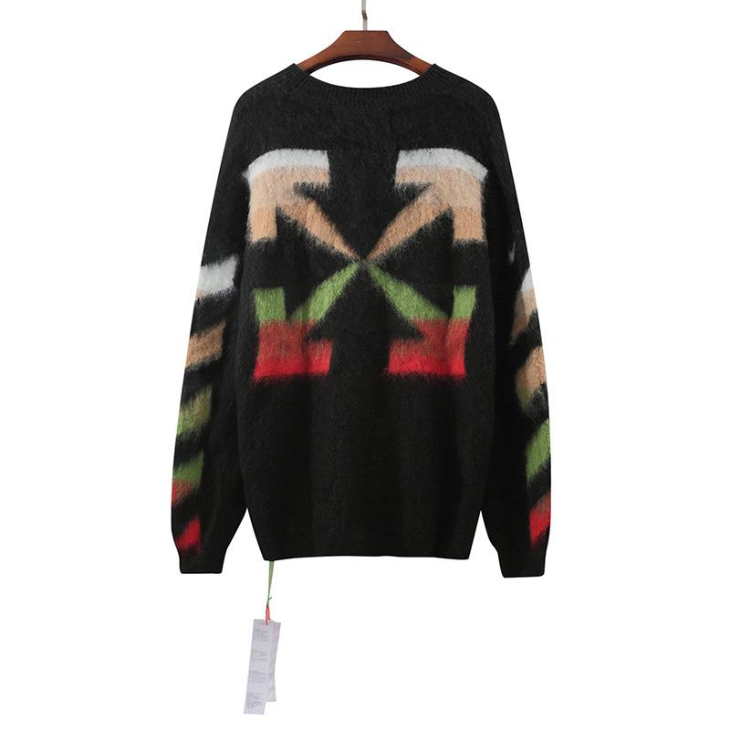 Off White Men'S Sweater Plus Size Keep Warm Autumn And Winter Casual Able Arrow Gradient Owt