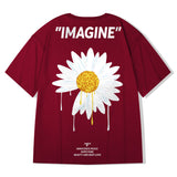 Men T-Shirts Loose Five-Point Short Sleeve Little Daisy