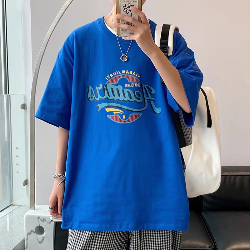 Men T-shirt Cropped Loose Printing