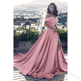 Kendall Jenner Wedding Guest Dress Solid Color off-Shoulder Elegant Evening Dress