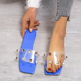Women Open Toe Sandals Flats Spring and Summer Rivet Large Size Sandals