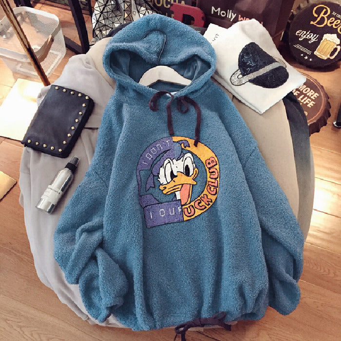 Anime Hoddies Cashmere Fleece-Lined Thickened Fall/Winter Hoodie Women's Coat