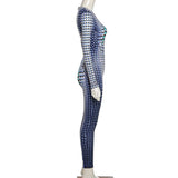 Summer sexy fashion printed long sleeve slim fit casual sports one-piece trousers for women