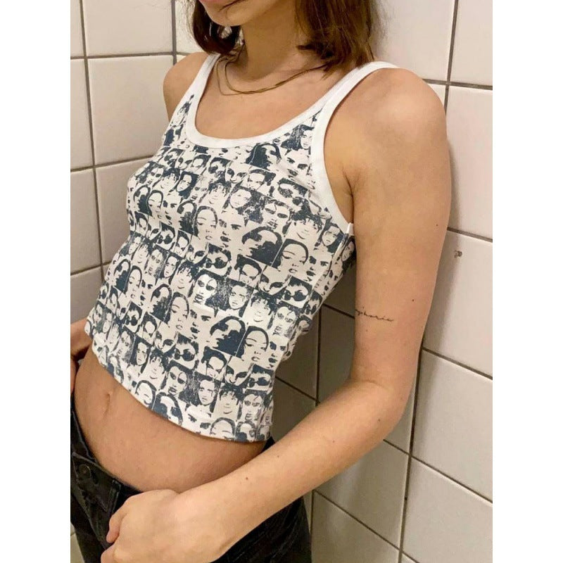 Vintage Y2g Shirts Spring and Summer Sexy PU Leather Camisole