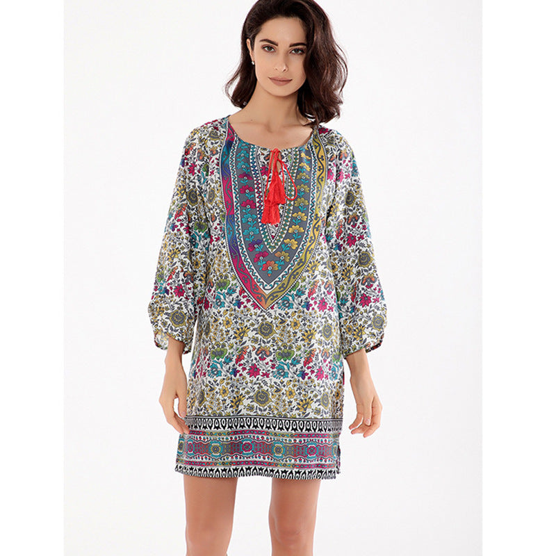 Gypsy Style Dresses Ethnic Print Streamers