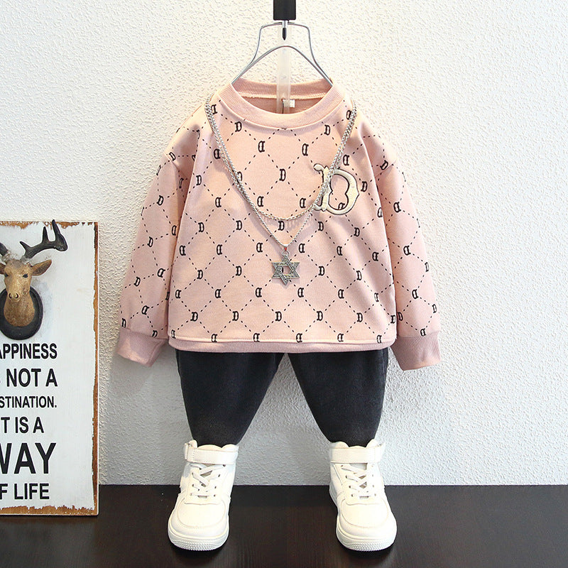Toddler Boys Sweater Boy's Hoody Spring and Autumn Casual round Neck