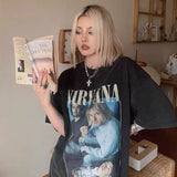 Nirvana T Shirt Retro Distressed Rock Loose Casual Vintage