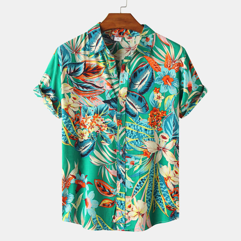 Camp Collar Shirt Floral Print Short Sleeve Shirt