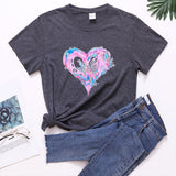 Valentine's Day T Shirt Short Sleeve Heart Printing Casual Summer Top