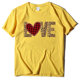 Valentine's Day T Shirt Large Size T-shirt Short Sleeve Leopard Print Love Red Plaid Heart Printing Spring and Summer