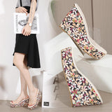 Platform Heels for Women Summer High Heel Peep Toe Floral Sandals