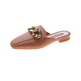 Finn Chain Pointed Toe Mule Shoes Toe Cap Semi Slipper Women's Summer Outdoor Slippers