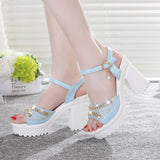 High Heels Slippers Peep Toe Shoes Thick Bottom Muffin Waterproof Word Buckled Chunky Heel Sandals