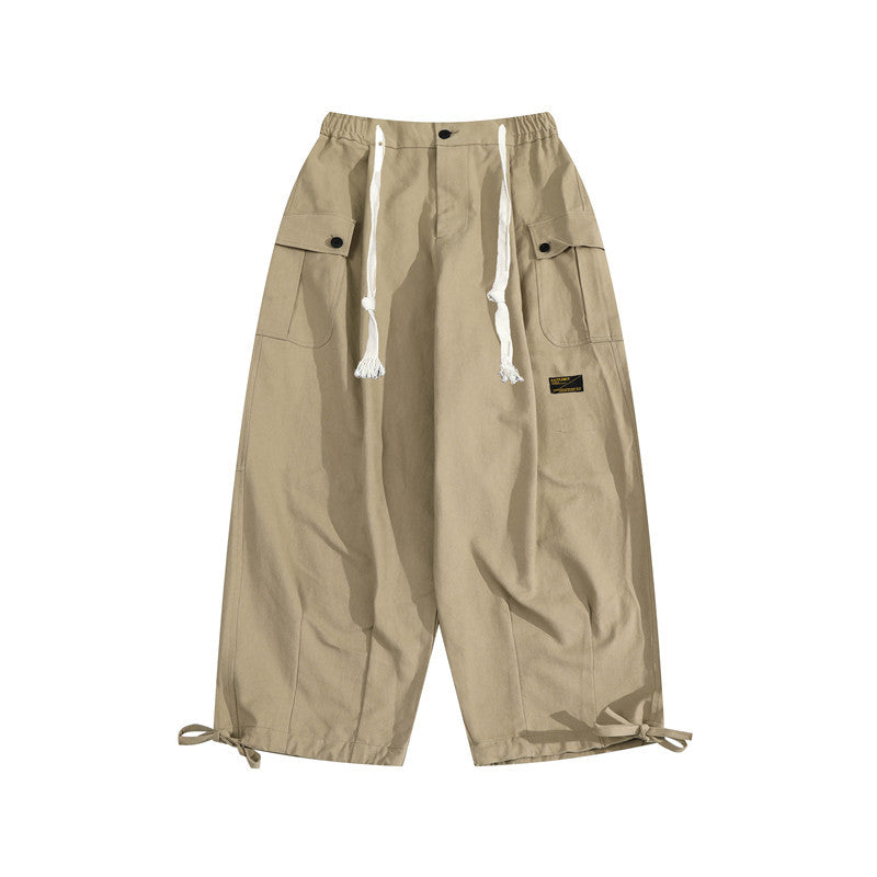 Man Fall Outfis Retro Solid Straight-Leg Pants Loose Casual Working Pants