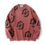 Men Sweater Cartoon Jacquard Sweater Men's Loose Pullover