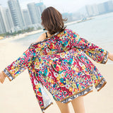 Coachella Music Festival Outfits Printed Cardigan Thailand Desert Loose-Fitting Slimming Coat Sun Protection Shirt Women