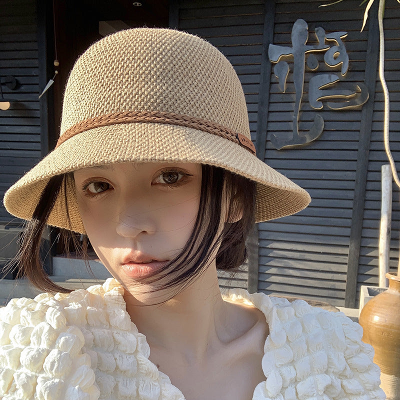 Women Bucket Hat Twist Decorative Breathable Fisherman Bowler Hat