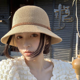 Women Bucket Hat Twist Decorative Breathable Fisherman Bowler Hat