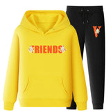 Vlone Hoodie & Pants 2 Piece Set Printed Sweater Casual