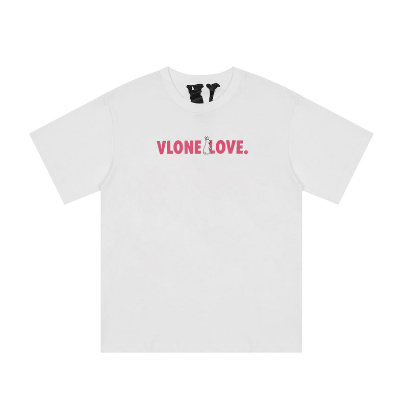 Vlone T Shirt Letter Print Rabbit Big V Men'S And Women'S Short-Sleeved T-Shirt