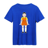 Squid Game Costume round Six Wooden Printed Top Short Sleeve T-shirt