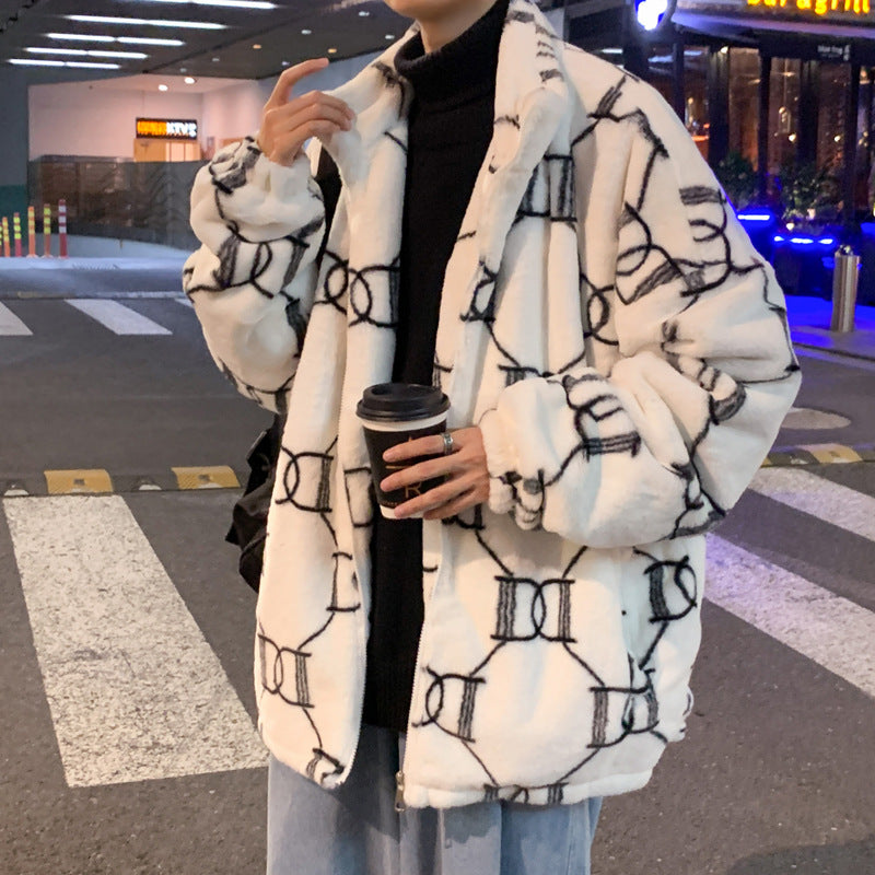 Men's Jackets Plush Jacket Stand Collar Loose