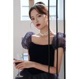 Mauve Dress Bridesmaid Autumn and Winter Banquet Evening Dress