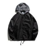 Man Fall Outfis Autumn Fashion Colorblock Hood Jacket Boys Hip Hop Loose Jacket