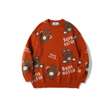 Man Fall Outfits Color Matching Plaid round Neck Sweater Men's and Women's Loose Couple Pullover Sweater