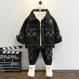 Toddler Boys Jackets Boys Spring and Autumn Denim Suit Two Pieces