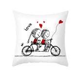 Valentine's Day Pillow Covers 4 Piece Random Styles Together, Peach Peel Printing Lovers Love Sketch Back Cushion