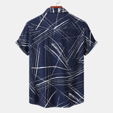 Camp Collar Shirt Short Sleeve Lapel Plaid Printed