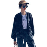 Velour Tracksuit Fashion Casual Baseball Uniform Two-Piece Set