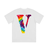 Vlone T Shirt Summer V Color Tie-Dyed Letter Printing