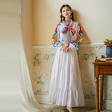 Coachella Music Festival Outfits Autumn Chinese Style Embroidered V-neck Dress Embroidered Shirt