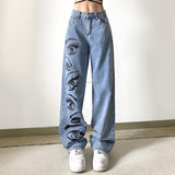 Julia Fox Low Rise Jeans Fashion Personalized Printed Loose Casual Pants
