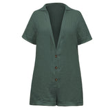 Coachella Music Festival Outfits V-neck Buttons Short Sleeve Loose Casual Fashion Summer Women's Clothing