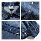 Men Denim Jackets Campus College Style Youth Cool Gradient Color Jacket