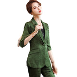 Interview Suit Women Green Suit Female Spring and Summer Two-Piece Set