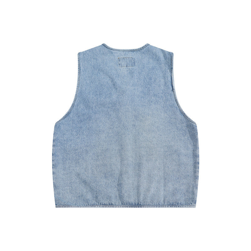 Man Fall Outfis Retro Washed Do the Old Cowboy Vest Men's Loose Overalls
