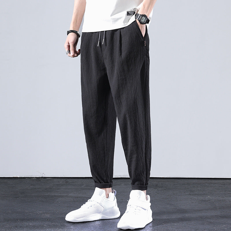 Cuffed Cargo Pants Men's Summer Track Sweatpants Men's Straight Loose