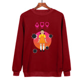 Squid Game Costume Loose Long Sleeve Crew Neck Sweater Women