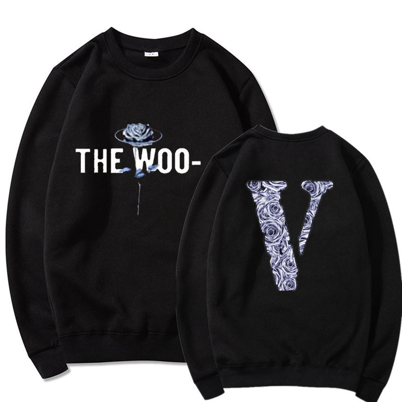 Vlone Sweatshirts Rose Printing Stylish Men'S Loose Round Neck