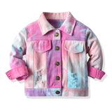 Children Jean Jackets Spring Denim Tie-Dyed Denim Jacket Ripped Jacket
