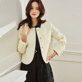 Gloria Vanderbilt Single-Breasted Handsome round Neck Coat