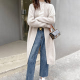 Naomi Watts Gypsy Outfits Spring Loose Mid-Length Knitted Cardigan Lazy Sweater Coat