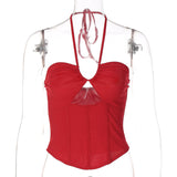Vintage Y2g Shirts Women's Sexy Bandeau Solid Color Top